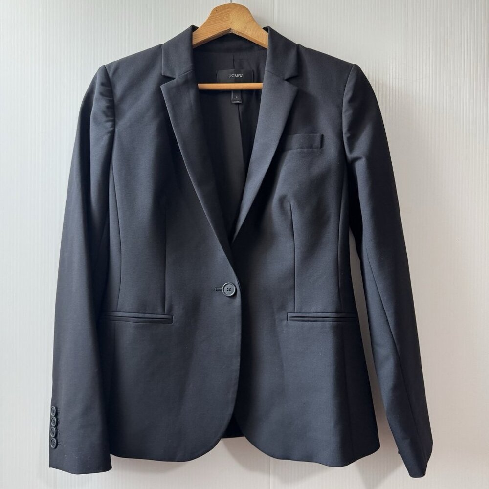 J.Crew Bi Stretch Wool Tollegno 1900 Blazer Made In Italy Sz 6 Black